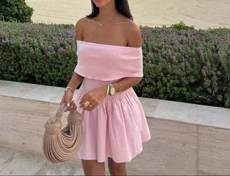 Rock our gorgeous European and American dress with a flirty off-shoulder design and chic knitted hollow-out details!