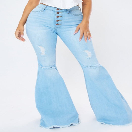 Distressed Flare Jeans - MAYPurpleCollection