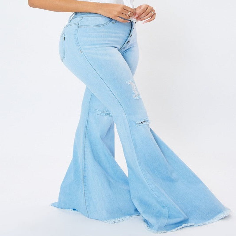 Distressed Flare Jeans - MAYPurpleCollection