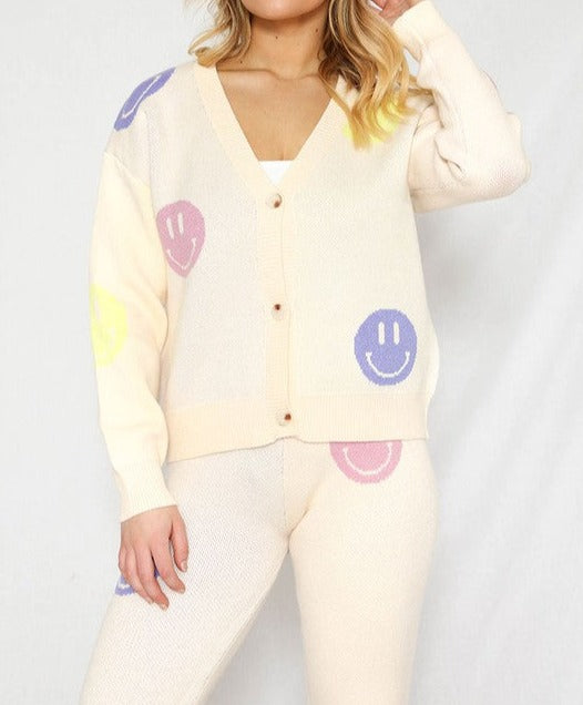 Smiley Sweater Cardigan - MAYPurpleCollection