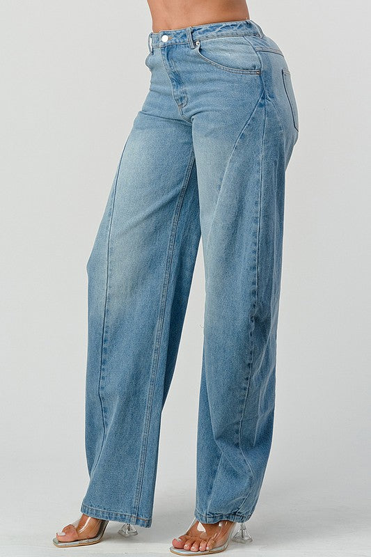 Wide Leg Denim Jeans - MAYPurpleCollection