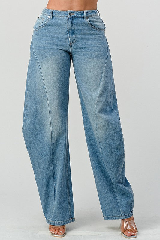 Wide Leg Denim Jeans - MAYPurpleCollection