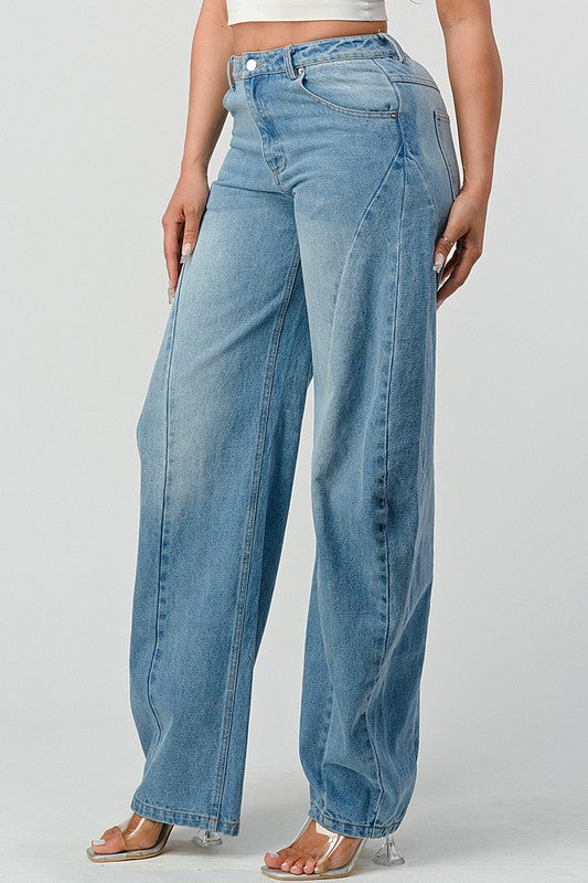 Wide Leg Denim Jeans - MAYPurpleCollection