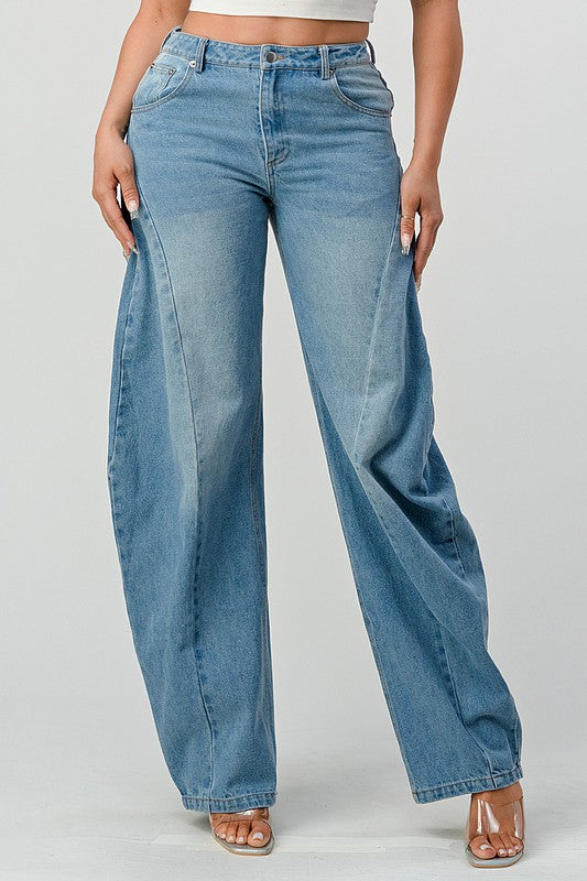 Wide Leg Denim Jeans - MAYPurpleCollection