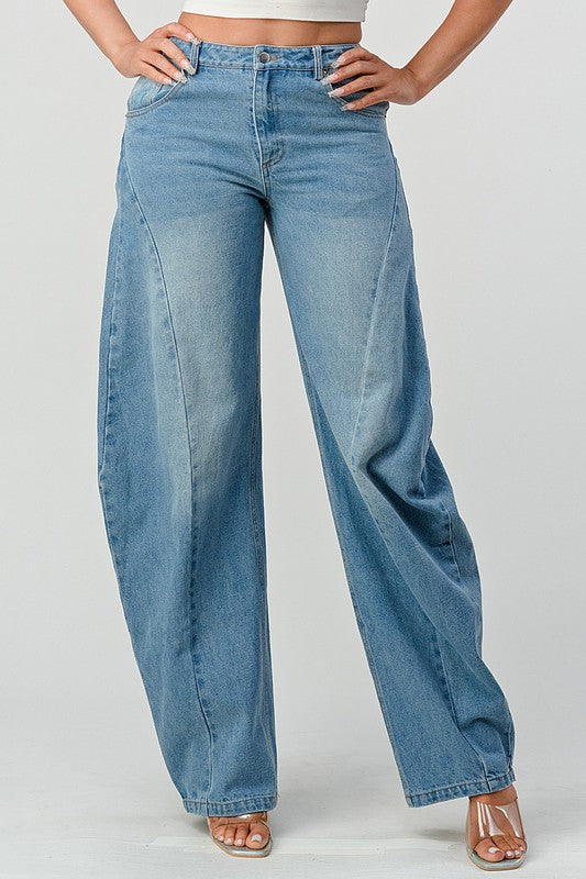 Wide Leg Denim Jeans - MAYPurpleCollection