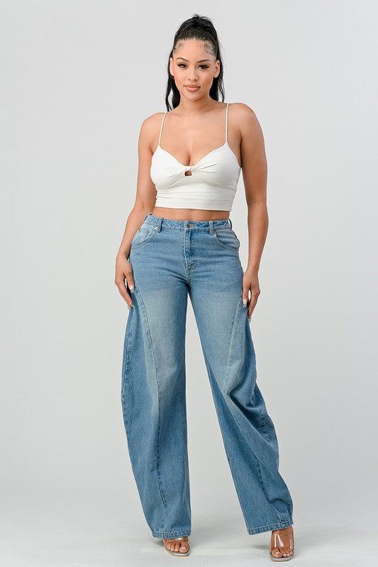 Wide Leg Denim Jeans - MAYPurpleCollection