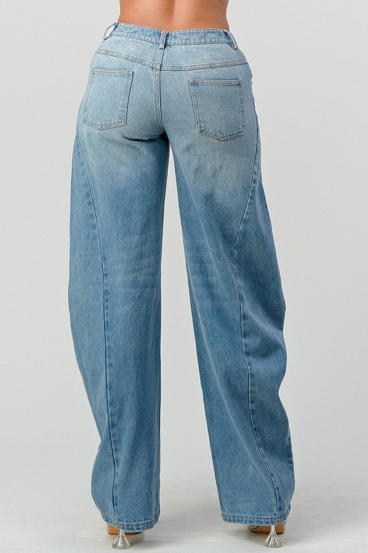 Wide Leg Denim Jeans - MAYPurpleCollection