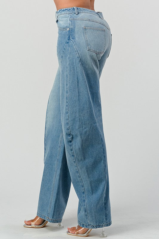 Wide Leg Denim Jeans - MAYPurpleCollection