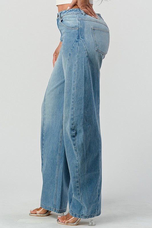 Wide Leg Denim Jeans - MAYPurpleCollection