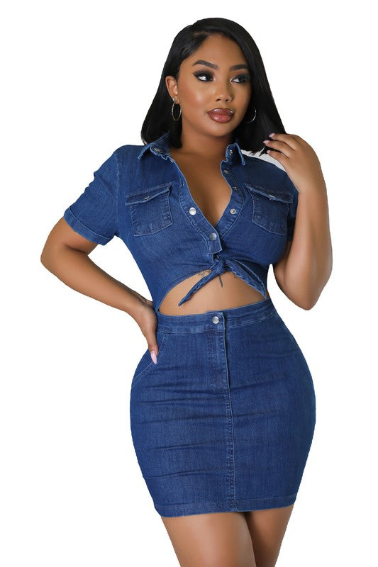 All About Denim Dress/Navy      **PRE-ORDER**