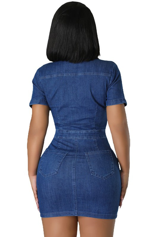 All About Denim Dress/Navy      **PRE-ORDER**