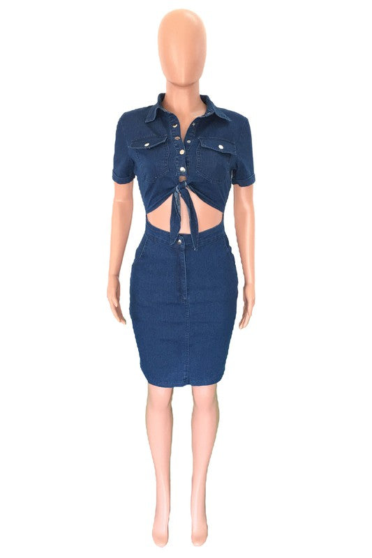 All About Denim Dress/Navy      **PRE-ORDER**