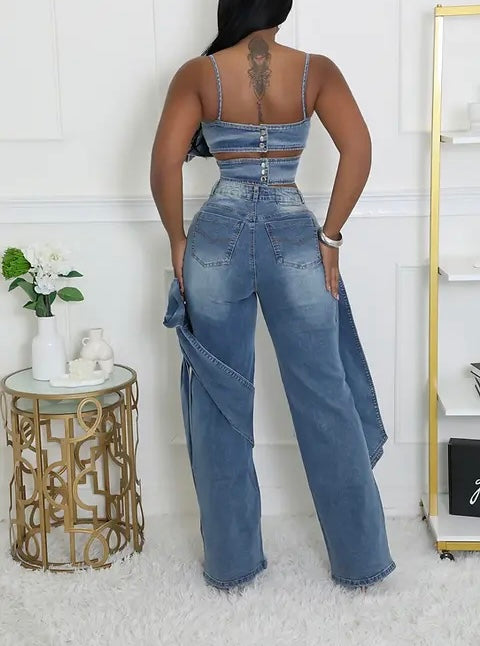 BOWTIFUL TWO PIECE DENIM SET