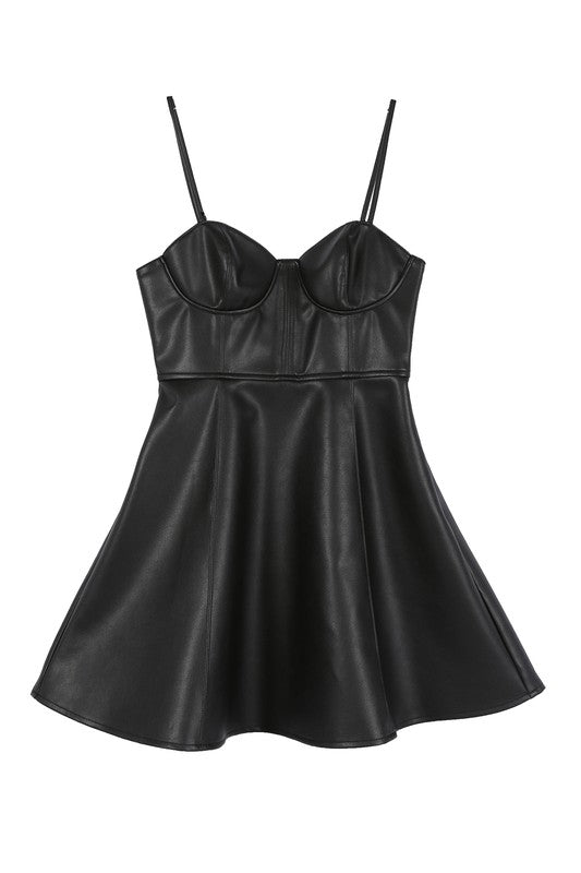 Vegan Leather Bustier Mini Dress - MAYPurpleCollection