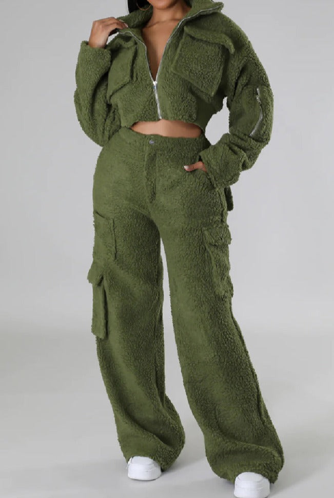 Cloud Fuzz Cargo Pants Set - MAYPurpleCollection