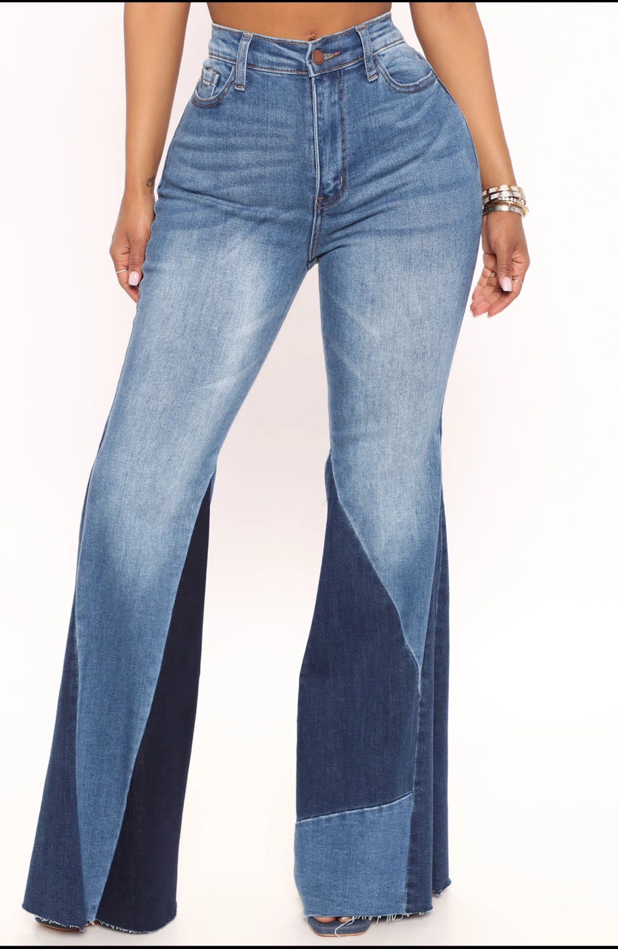 Two Tone Extreme Flare Jeans - MAYPurpleCollection