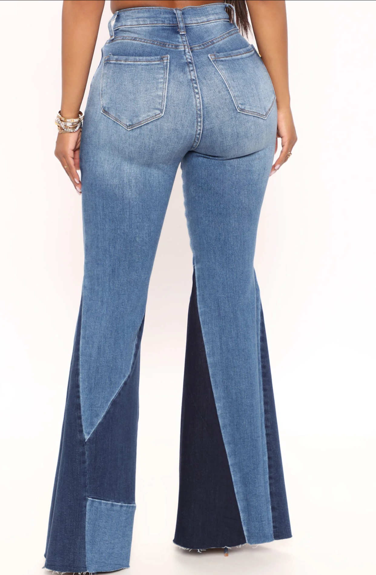 Two Tone Extreme Flare Jeans - MAYPurpleCollection