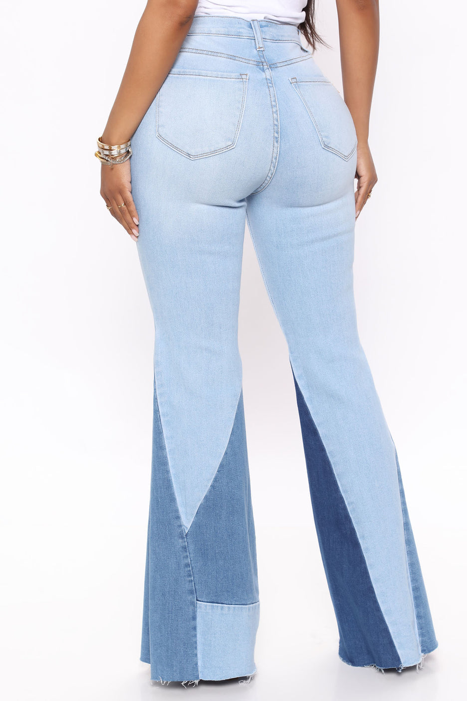 Two Tone Extreme Flare Jeans - MAYPurpleCollection