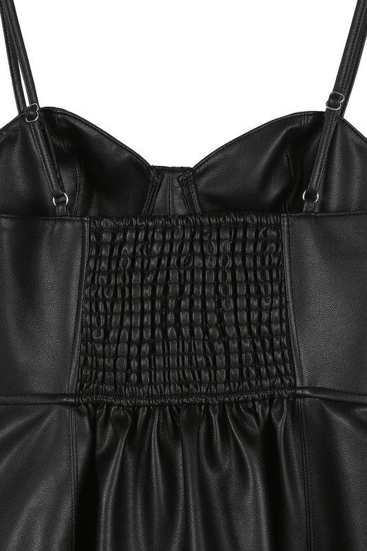 Vegan Leather Bustier Mini Dress - MAYPurpleCollection